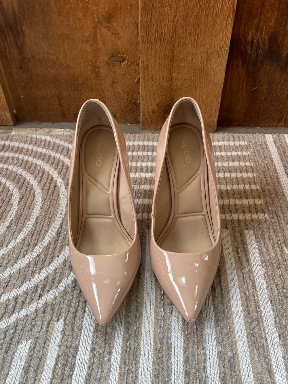 Aldo Stessty2.0 Nude Patent Pointed-Toe Stiletto Heels - Picture 2 of 10